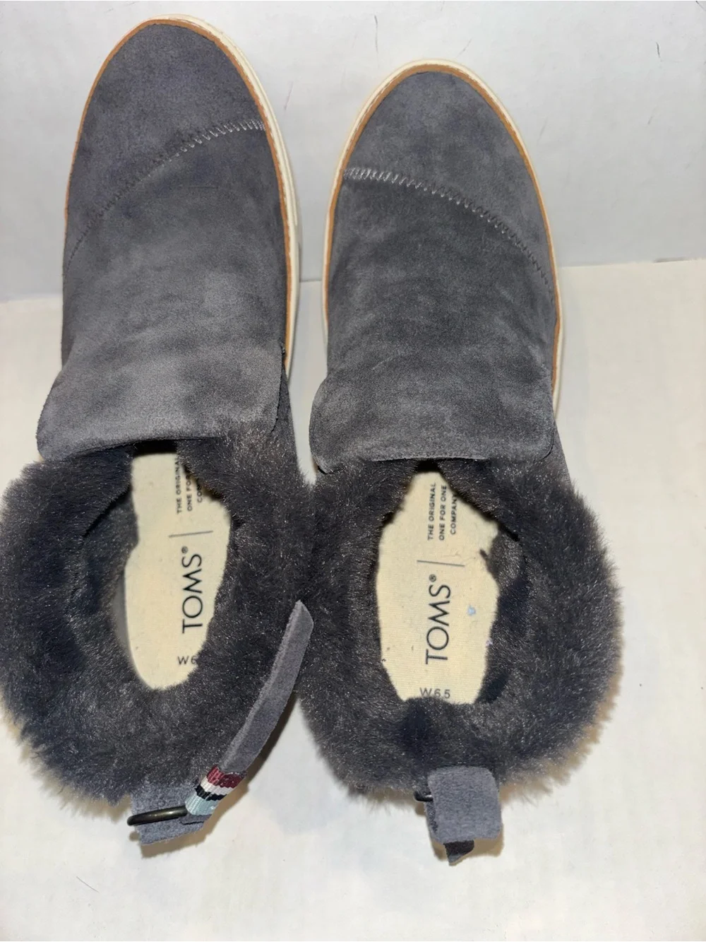 Toms Black Suede Shearling-Lined Ankle Booties